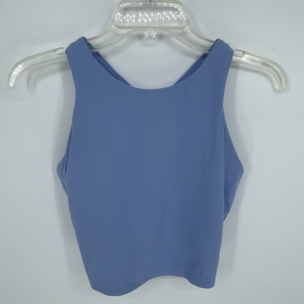 Athleta Women's Blue Conscious Crop High Neck Racerback Tank Top Size Small